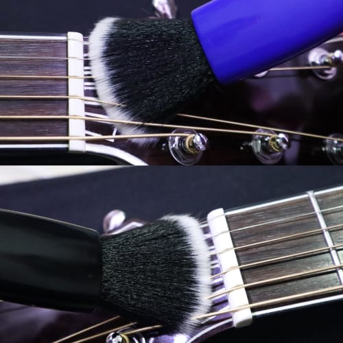 Guitar Fret Brush, Guitar Cleaning Brush, Dust Removal Brush, Double Guitar Head Cleaner + Sliding Stick Dust Brush (2-Pack) (Black)