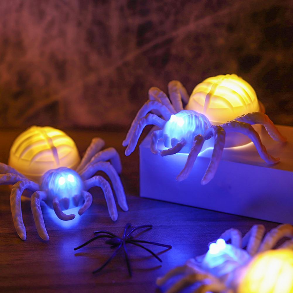 2/3/5Pcs Halloween Glowing Light Two-Color LED Spider Shape Night Light Portable Haunted House Halloween Decoration