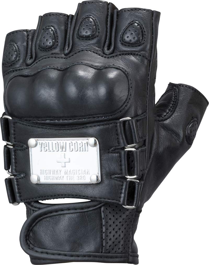 

Yellow Corn Leather Half Finger LL Gloves, Black, Size, YG-247S чёрный