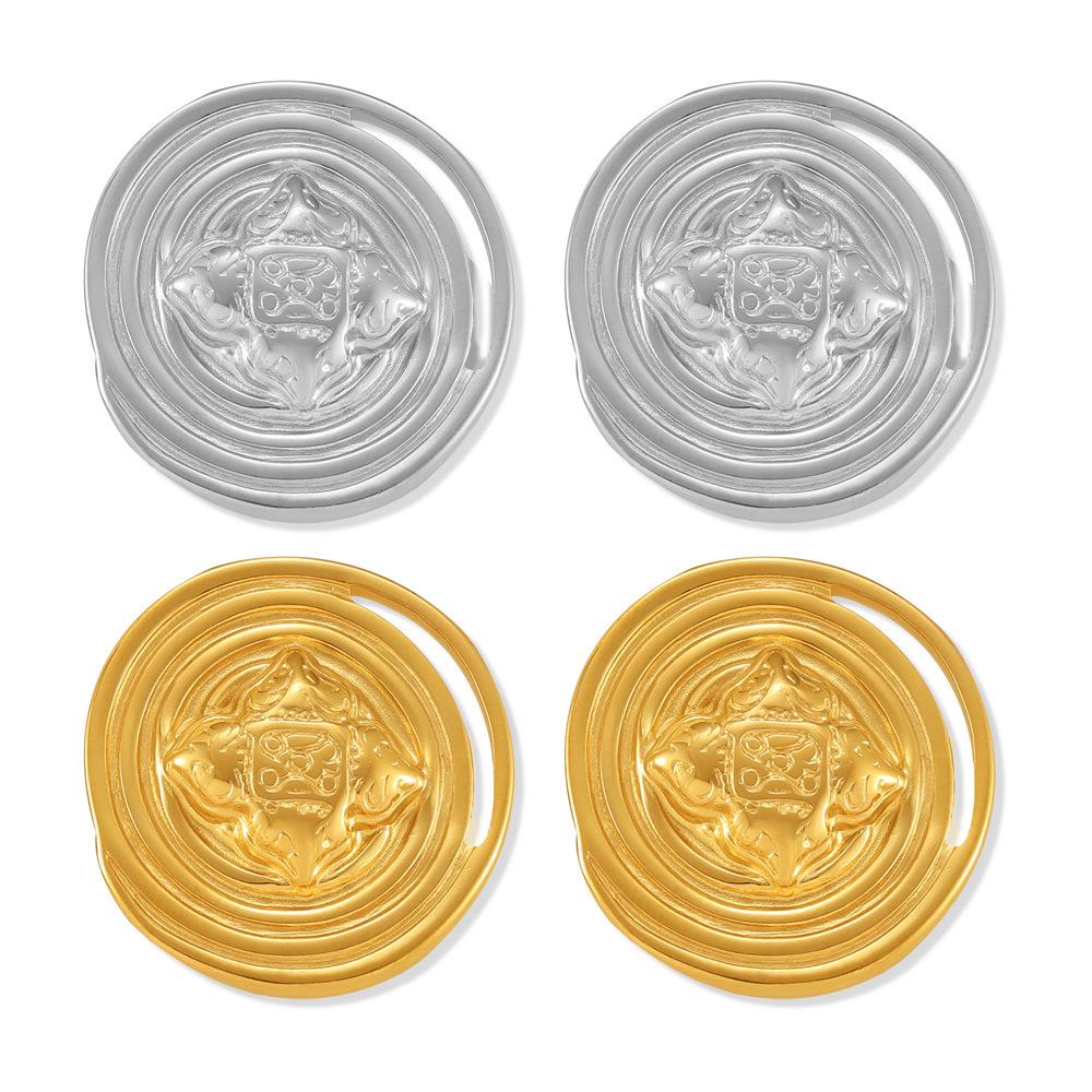 Vintage Minimalist Round Gold-Plated Titanium Steel Stud Earrings