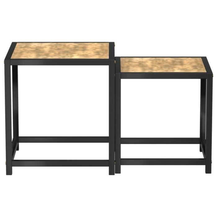 VidaXL Tea Tables 2 Pcs MDF Black and Yellow