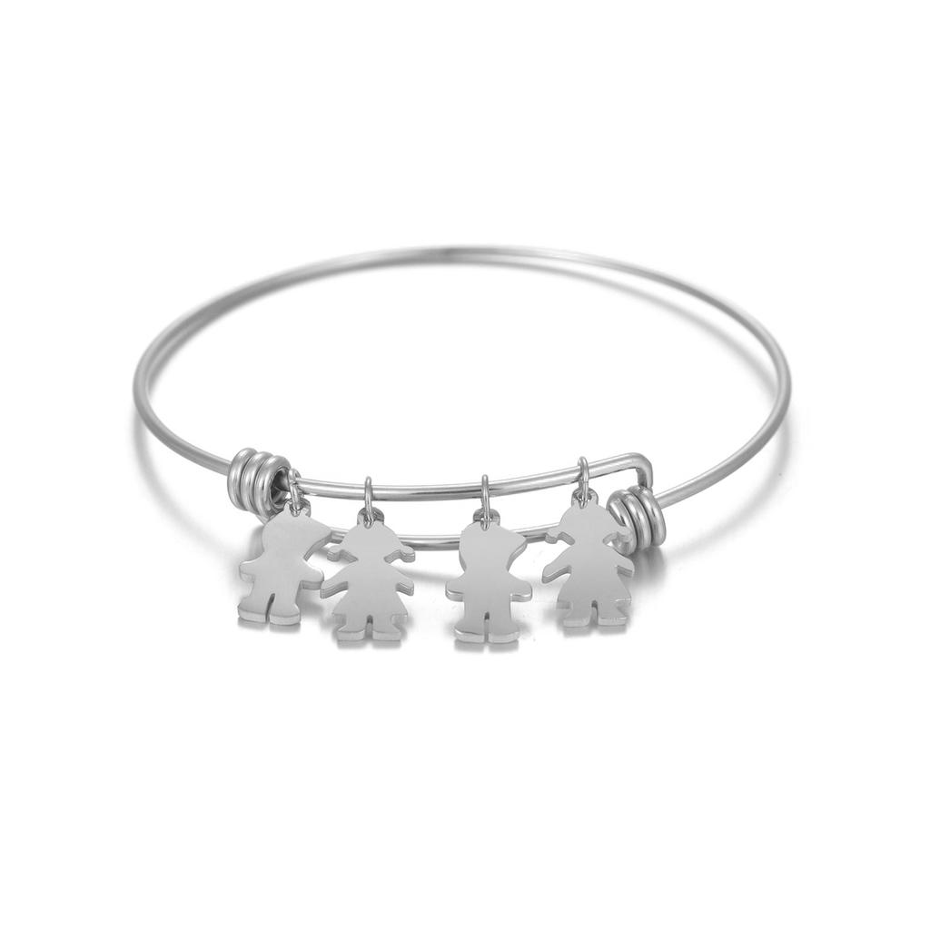 Atoztide Personalized Custom Name Bracelet For Women Stainless Steel Heart Bangle Adjustable Mother Kids Family Jewelry Gift