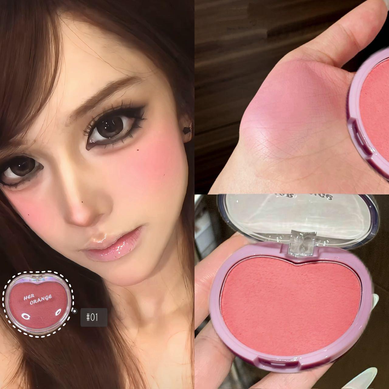 HERORANGE Soft Cake Heart Blush Palette - Natural Matte Contour & Cream for a Youthful Look