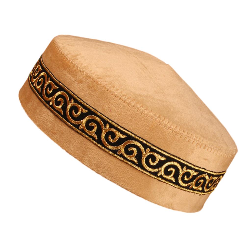 Handmade Muslim Cotton Cap For Dance Performances Traditional Embroidery Design Elegant Blue Green Turquoise Vintage Style Unisex Hat