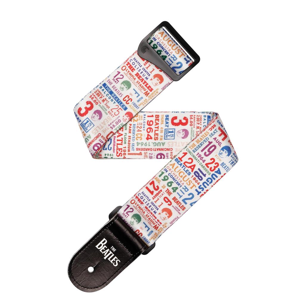 The Beatles US Tour 1964 Collection Ticket Stubs Guitar Strap 50BTL14 D'Addario Multi-Color