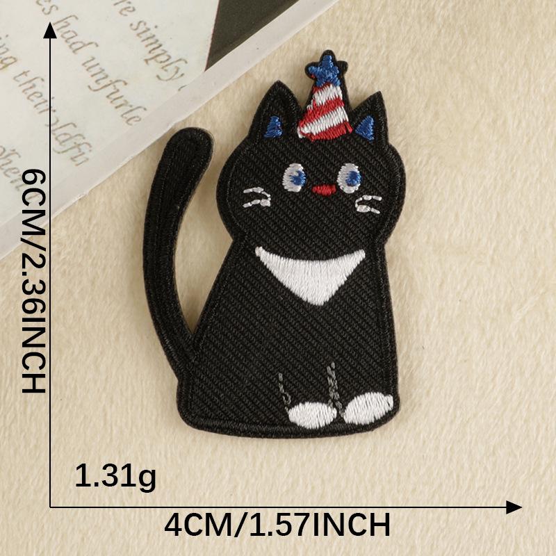 Cartoon Kitten Embroidered Patches: Self-Adhesive for Clothing, Shoes & Hats