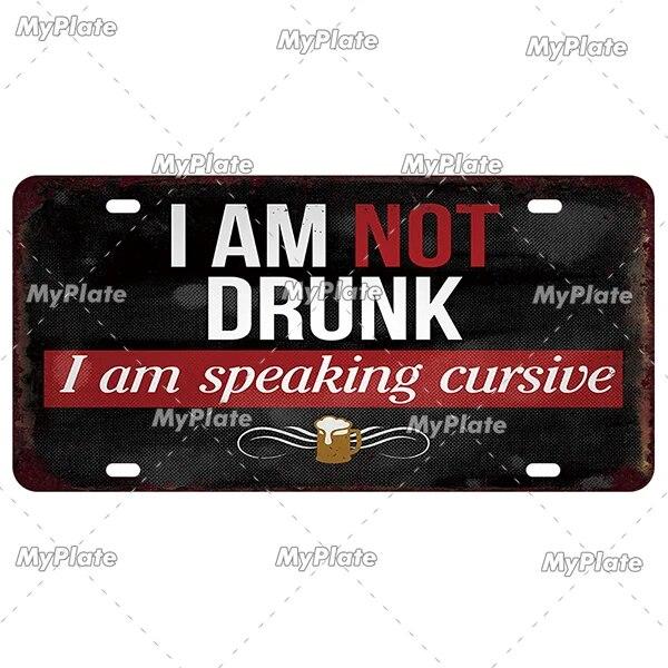 Drinking Beer Licenses Plate Garage Plaque Metal Tin Sign Decorative Car Plate For Living Room Door Club Garage Wall Decoration