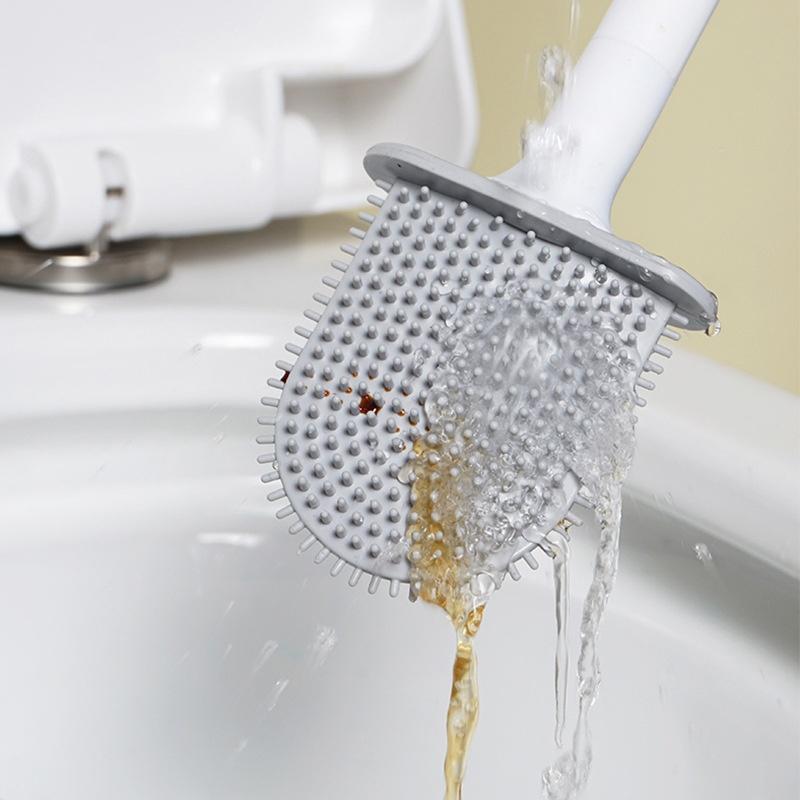 1PC Silicone Wall-Mounted Long-Handled Toilet Brush - Durable And Easy To Clean Bathroom Cleaning Accessory for Toilet Hygiene