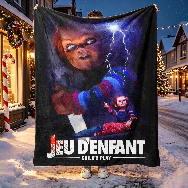 Chucky Pattern Blanket for Home Decoration, Bed, Sofa, Car Travel, Camping, Suitable for All Seasons, Birthday Christmas Gift
