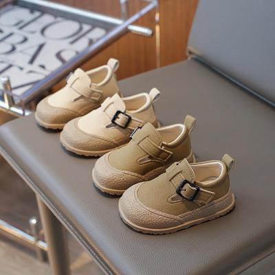 Baby Birkenstocks Vår och Höst Nya Små Läderskor för Flickor Brittisk Stil Mjuk Sula för Pojkar Enkla Skor