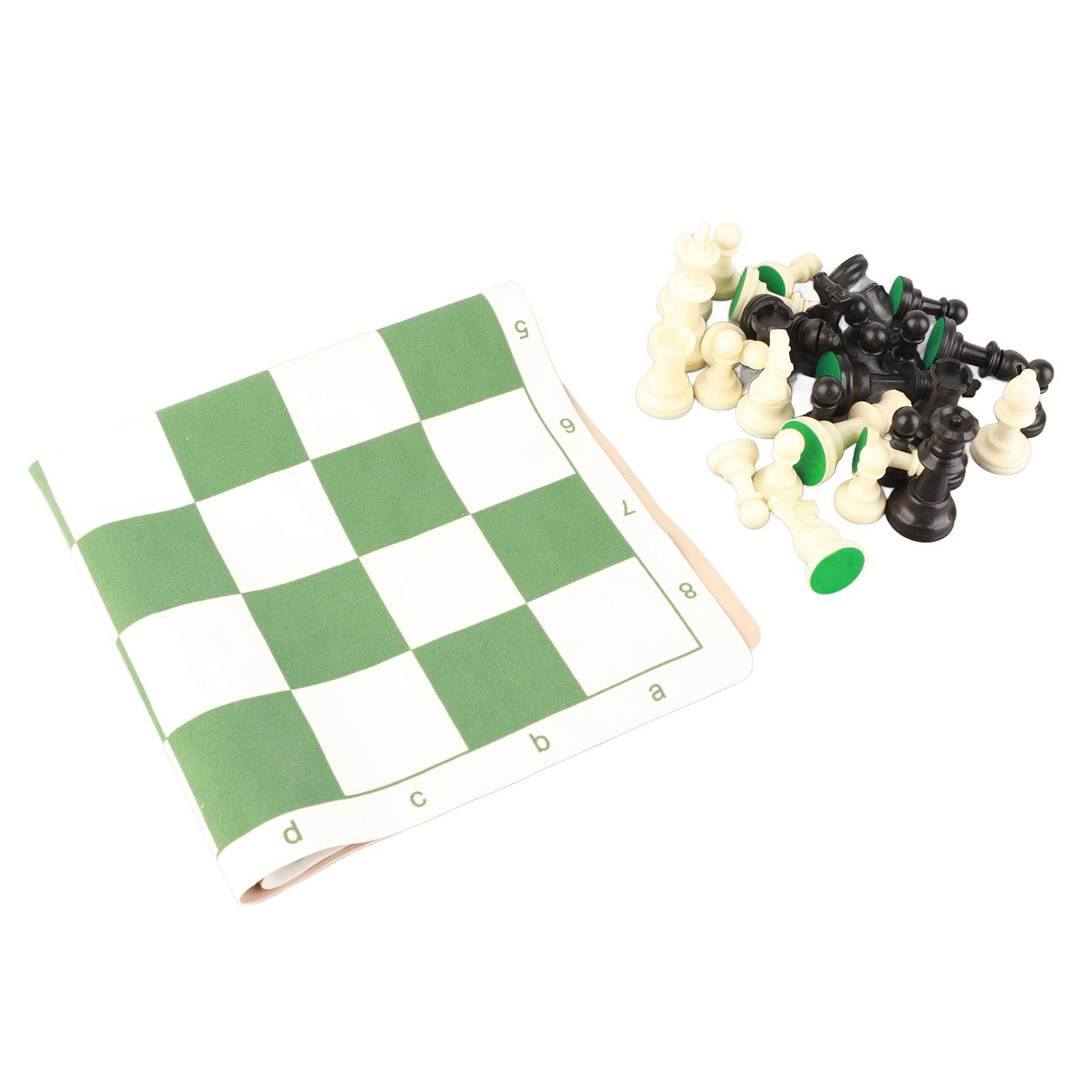 

Chess Set Plastic Chess Board Set Desktop Artificial Leisure Game with Leather Checkerboard for Party Camping Relaxing