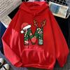 Festive Christmas Alphabet Letter with Santa Hat Graphic Hoodies Xmas Family Matching Holiday Party Sweatshirts Tops Gifts