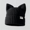 Winter Cat Ear Knit Beanie for Women, Fashion Korean Style Slouchy Hat with Large Size, Warm and Cute for Cold Weather