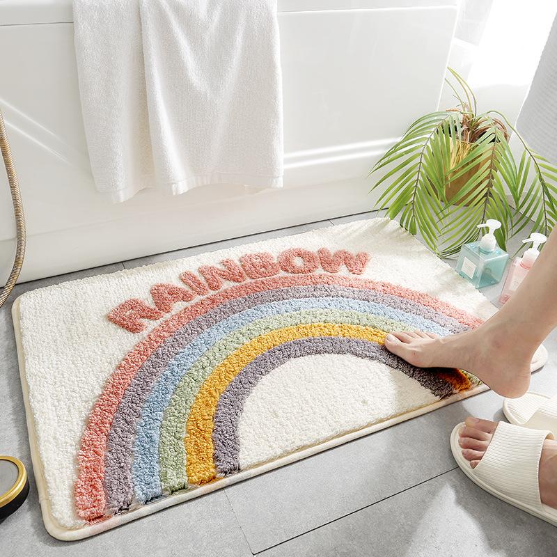 Bathroom absorbent floor mat thickened foot mat household toilet door non-slip mat imitation cashmere winter bathroom carpet