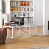 Dog Barrier Gate 5 Panels Foldable Flexible Solid Wood MDF 261.5x29.5x61 Cm White
