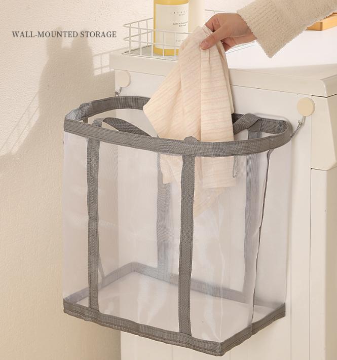 Laundry Hamper for Dorms & Homes Foldable Large-Capacity Mesh Laundry Basket For Dirty Clothes, Socks, and Underwear Storage