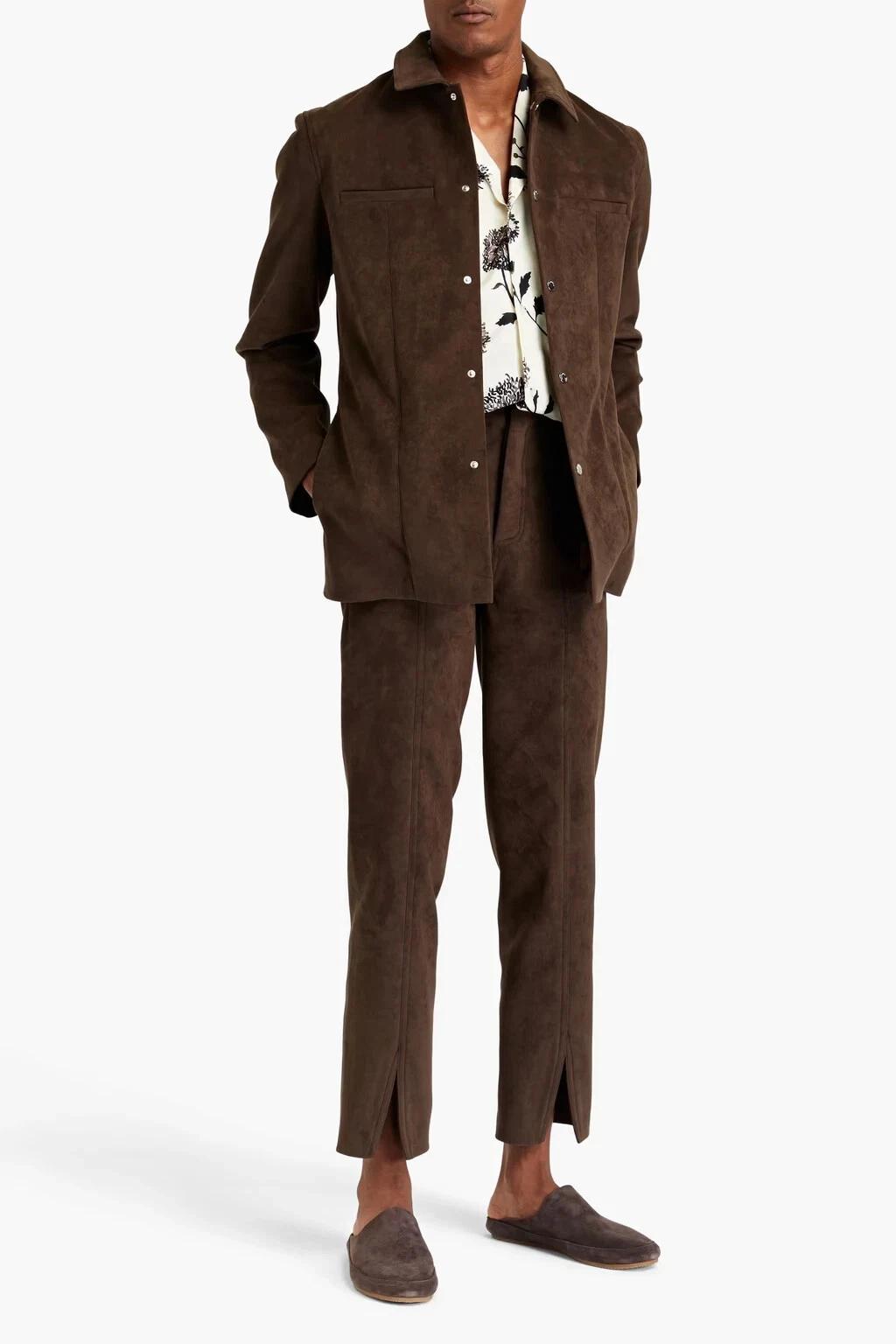 

Формальная офисная одежда Крой Новый Мужской Замшевый Чистый Блейзер Коричневый Ручной работы Натуральная Овечья кожа 3XL коричневый