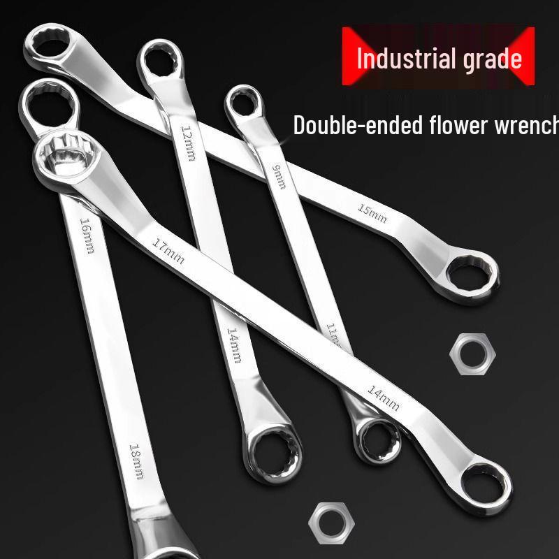 Dual-Ended Extra Long Chrome Hexagonal Box Wrench Set, Mirror Polished