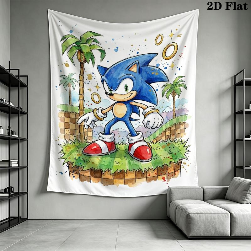Sonic the Hedgehog Wall Tapestry Aesthetic Wall Hanging Printed Fabric Blanket Decorative Tapestries for Bedroom Living Room Home Decor