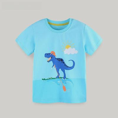 Neues Sommer-Baumwoll-T-Shirt mit Cartoon-Aufdruck für Jungen – europäischer und amerikanischer Stil, Rundhalsausschnitt, Größen S bis M