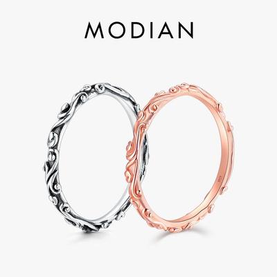 Modian 925 Ayar Gümüş Vintage Desen İstiflenebilir Klasik Kadınlar İçin Moda Parti Takısı