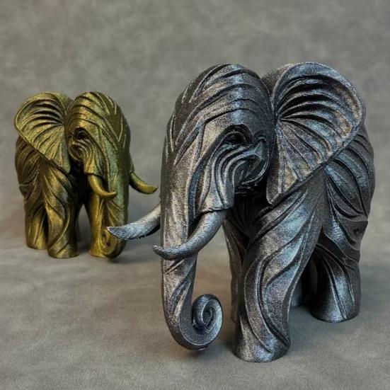 3D Printed Elephant Figurine, One-Piece Molding, Cute Simulated Elephant Model, Desktop Ornament for Home, Bookshelf Decoration