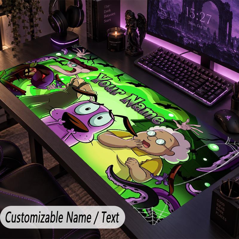 Custom Text Big Mousepad, Extended Desk Pad For Laptop Work GameCourage the Cowardly Dog