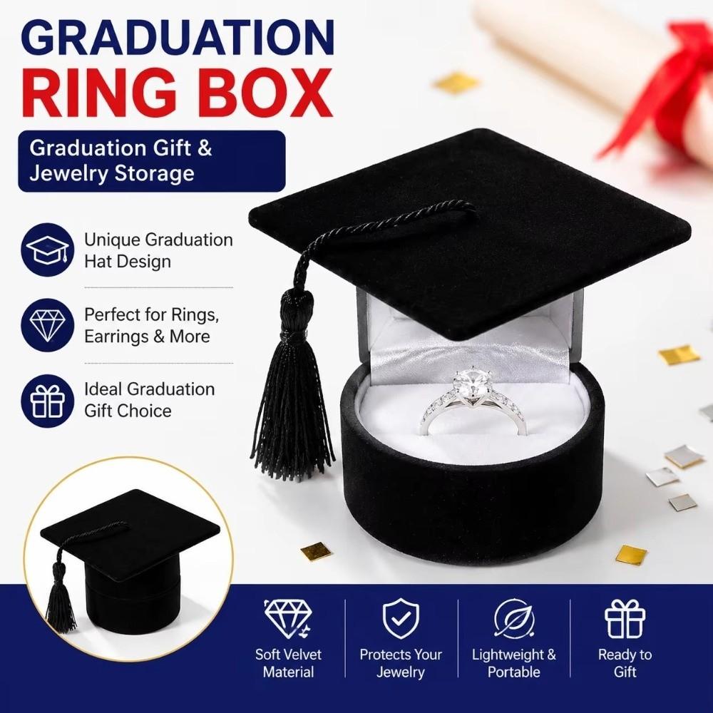 Creative Doctoral Hat Ring Box Doctoral Hat Shape Earrings Packaging Box Student Graduation Season