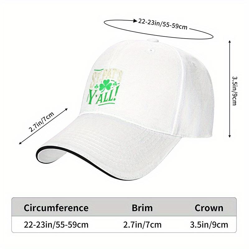 St Pats Yall Shamrock Baseball Cap Adjustable Polyester Casual Hat for Adult Unisex Outdoor Parade