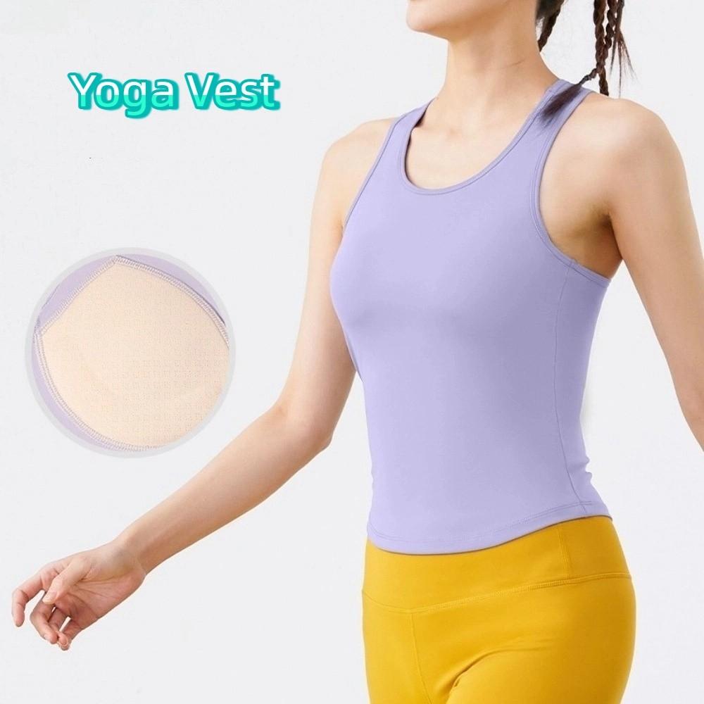 Anti-Light Yoga Vest Round Neck Design Tight Body Vest Flexible Fitness Tank Top  Yoga Practice