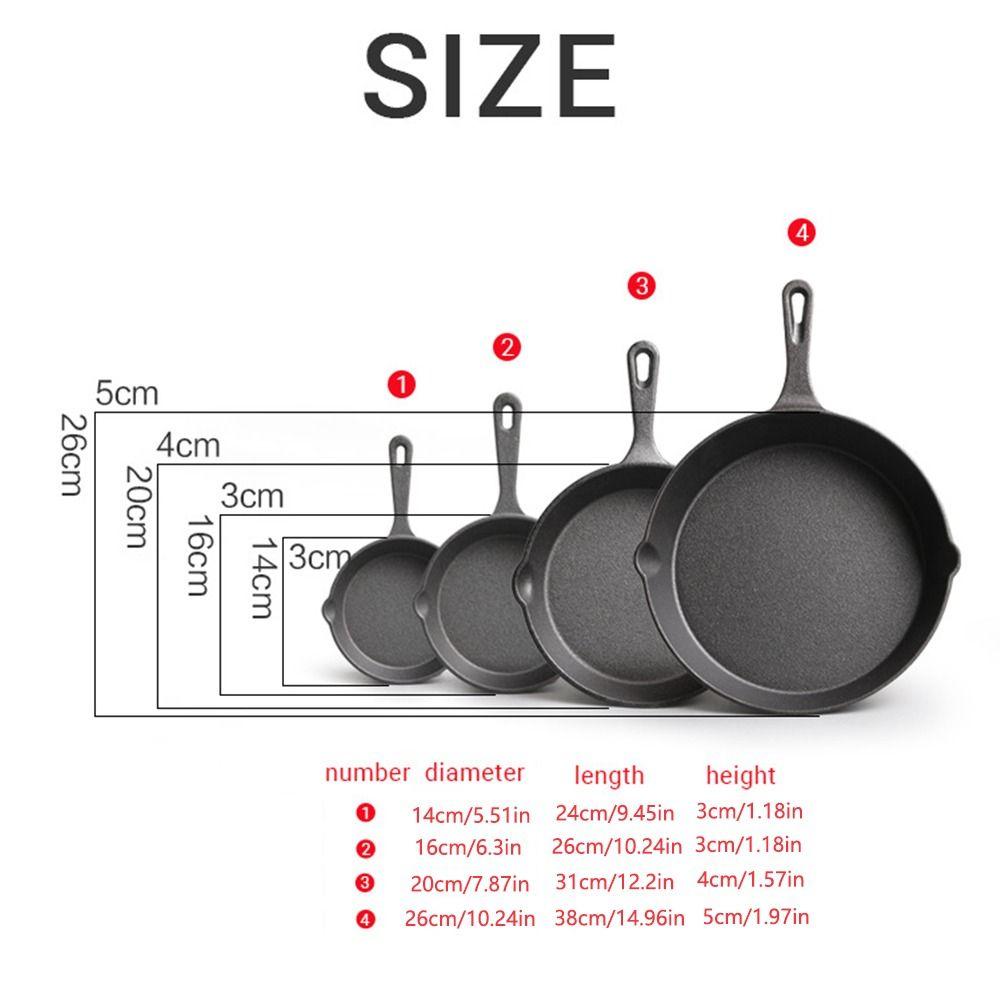 Multi-size Nonstick Frying Pan Uncoated Small Omelette Pan Durable Saute Pot Oven