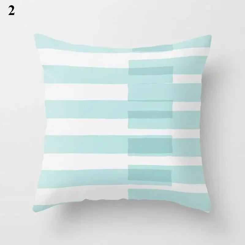 Light Blue Green Mint Cushion Cases Geometric Pattern Smooth Pillowcase American Style Comfortable Soft Home Decorations 45*45Cm