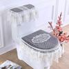 Universal European Style Double-Sided Toilet Seat Cover Set with Zippered Lace Fabric - All Seasons, Three-Piece Set.