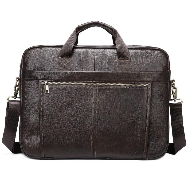 Fashionable Men s Genuine Leather Business Briefcase High-end Computer File Bag Large Capacity Travel Handbag кофейный