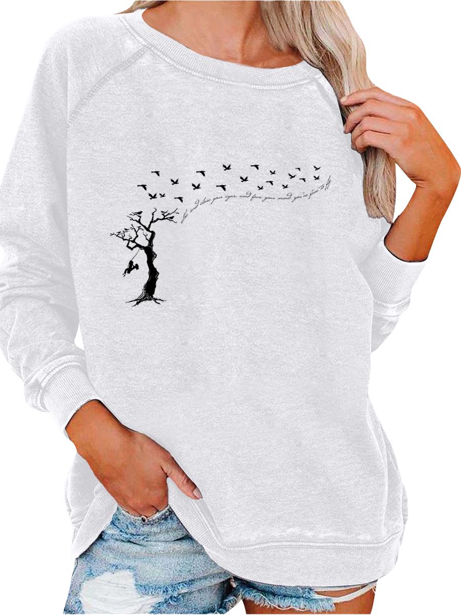 

Женский пуловер оверсайз, универсальный топ, женский свитшот на весну/осень, модный топ с принтом S белый