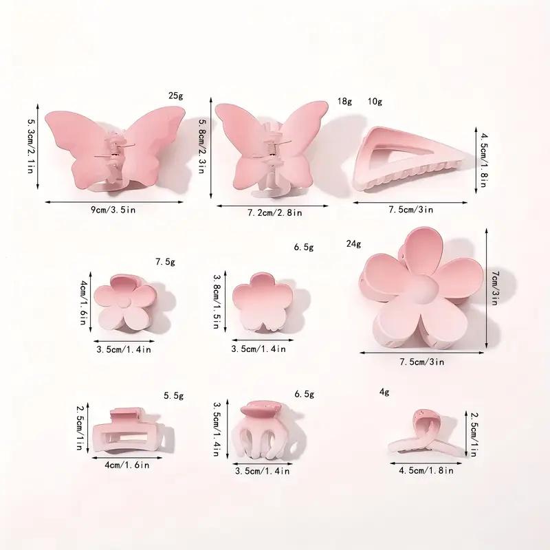 8Pcs Polychrome Hair Clip Set Frosted Shark Claw Clip Sweet Women Headwear for Updo Daily Wear Valentine's Day Hair Accessories