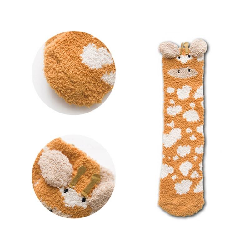 Fuzzy Socks for Women Girls Winter Warm Coral Fleece Floor Socks Cute Cartoon Animal Furry Bed Socks for Home Sleeping