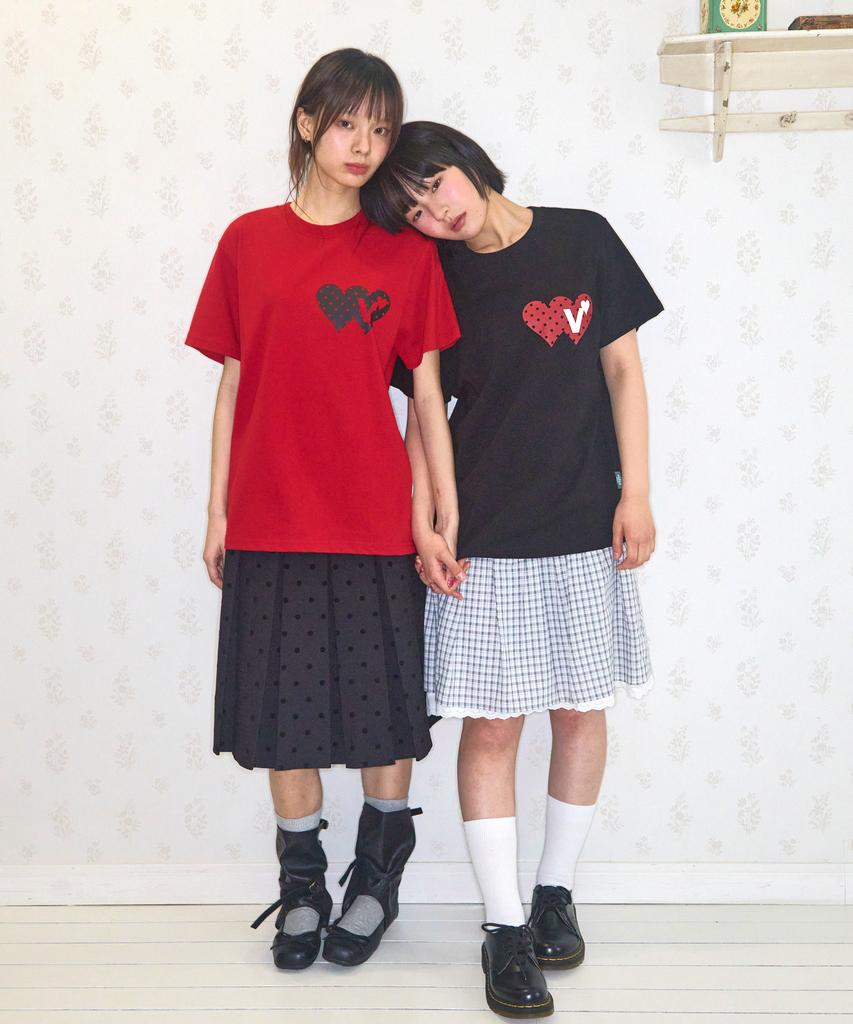 VIDEO JOCKEY Double Heart T-Shirt [Red]