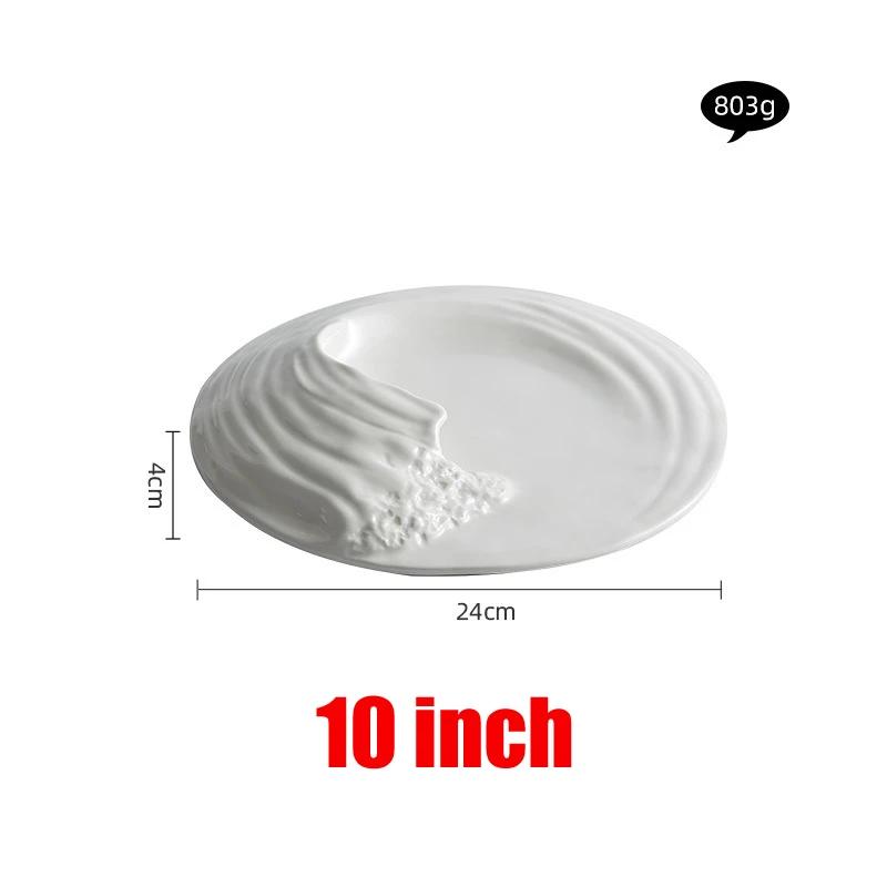 

Керамическая посуда Плоская тарелка западной кухни Блюда из высококачественных холодных закусок в экзотических отелях Тарелка для суши Блюдо с изображением океанской волны