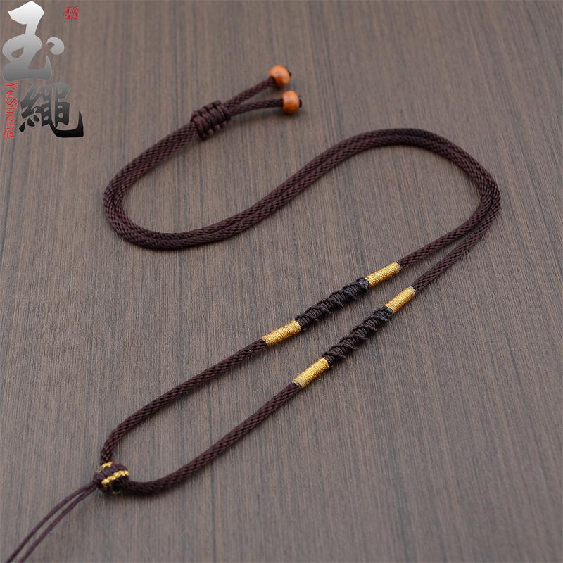 Hand-woven Adjustable Gold Jade Pendant Rope for Men and Women