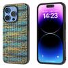 For iPhone 16 Pro Max Case Leather+PC+TPU Phone Cover Plaid Texture