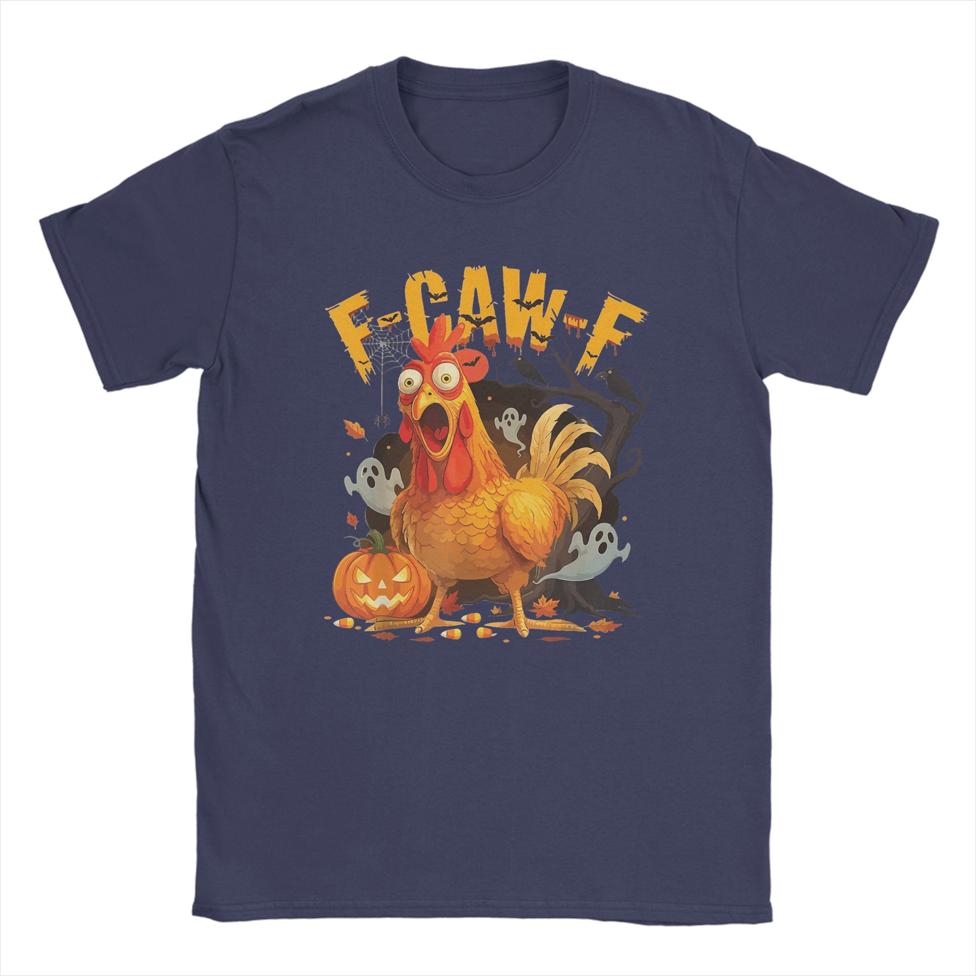 

Funny F-Caw-F Chicken Humor Halloween Cotton T-Shirt For Men Summer Streetwear T-Shirts Crewneck Leisure Tees Oversized Tops 4XL