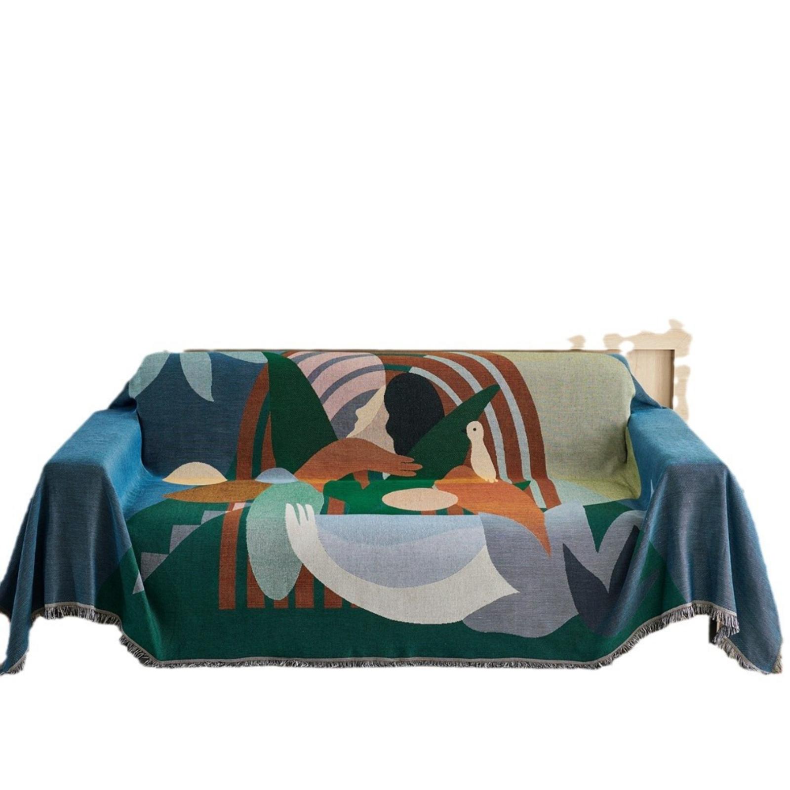 

Blanket Winter Living Room Sofa Cover Blanket Fashion Cartoon Digital Print Flannel Blanket One Size синий