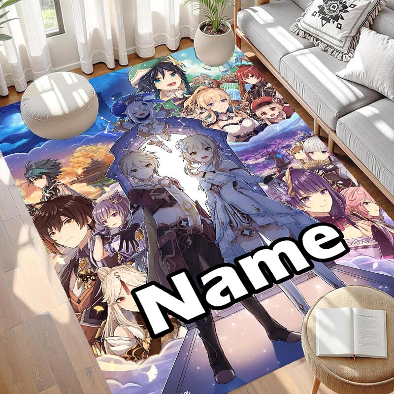 Custom Name Personalized Genshin Impact Print Carpet, Versatile Home Decor Rug, for Playroom, Apartment, Balcony, Entryway, Hallway Gift