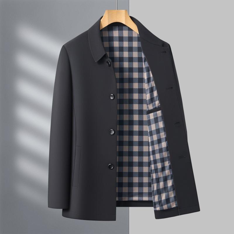 

Весенне-осенняя куртка для мужчин среднего возраста, ветровка, повседневная деловая куртка с лацканами, топ, новая одежда для папы 7XL чёрный