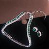 Luxury Necklace Earrings Sets Green Crystal Necklace Women Weddings Bride Jewelry Accessories