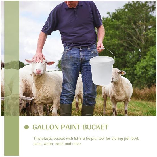 Cabilock Plastic Barrel Containers with Lids Heavy Duty Buckets Small Paints Bucket White Pails with Lids Dog Food Storage Container Plastic Gallon