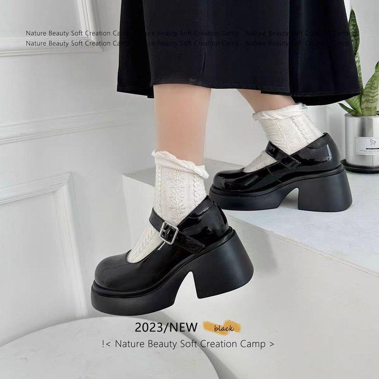 Spice Girl Mary Jane Small Leather Shoes New Spring and Autumn Japanese Jk Heightened Platform Mary Jane Single Shoes