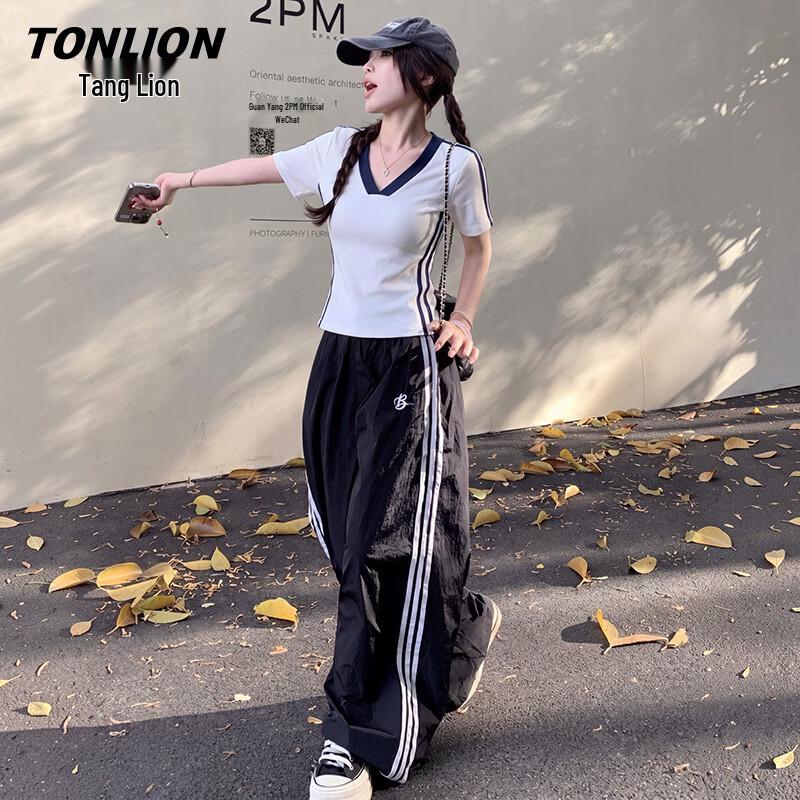 TonLion Women s V-Neck Slim Fit Short Sleeve T-Shirt M