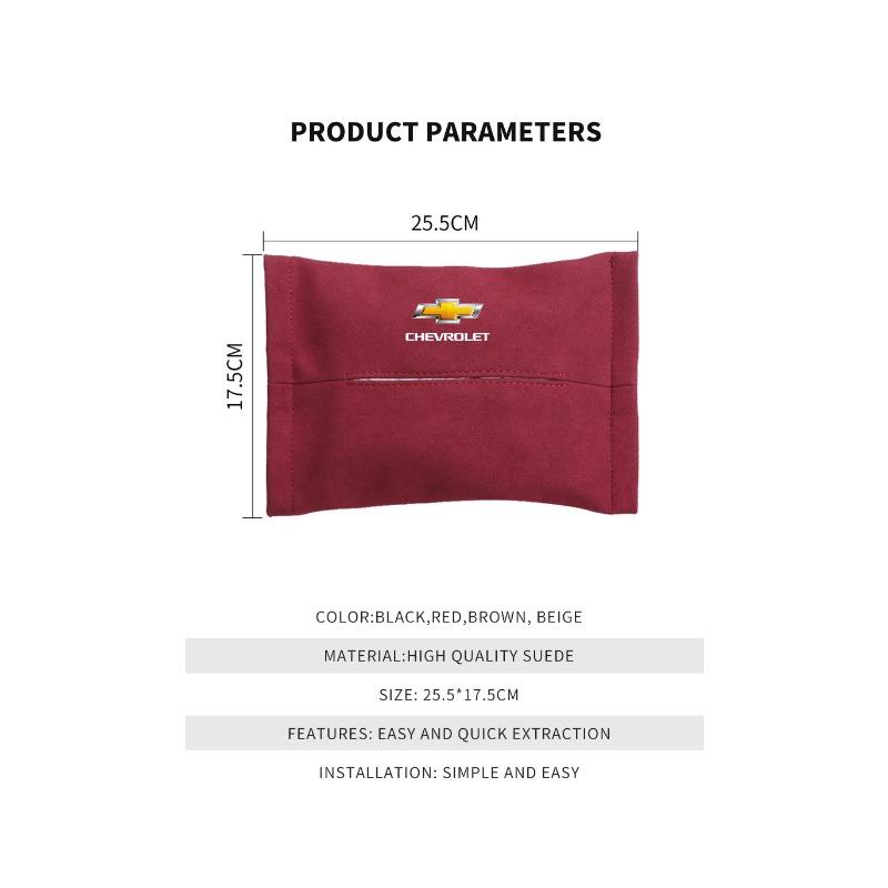 1Pcs Suede Car Tissue Box Cover Sun Visor Seat Backrest Suspension  For Chevrolet Cruze Captiva Trax Aveo Camaro Sonic Tahoe Impala Equinox Suburban